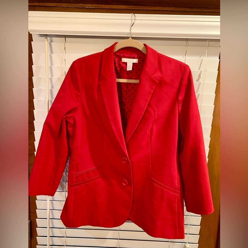 Chicos Two Button Red Lined Jacket Size 1